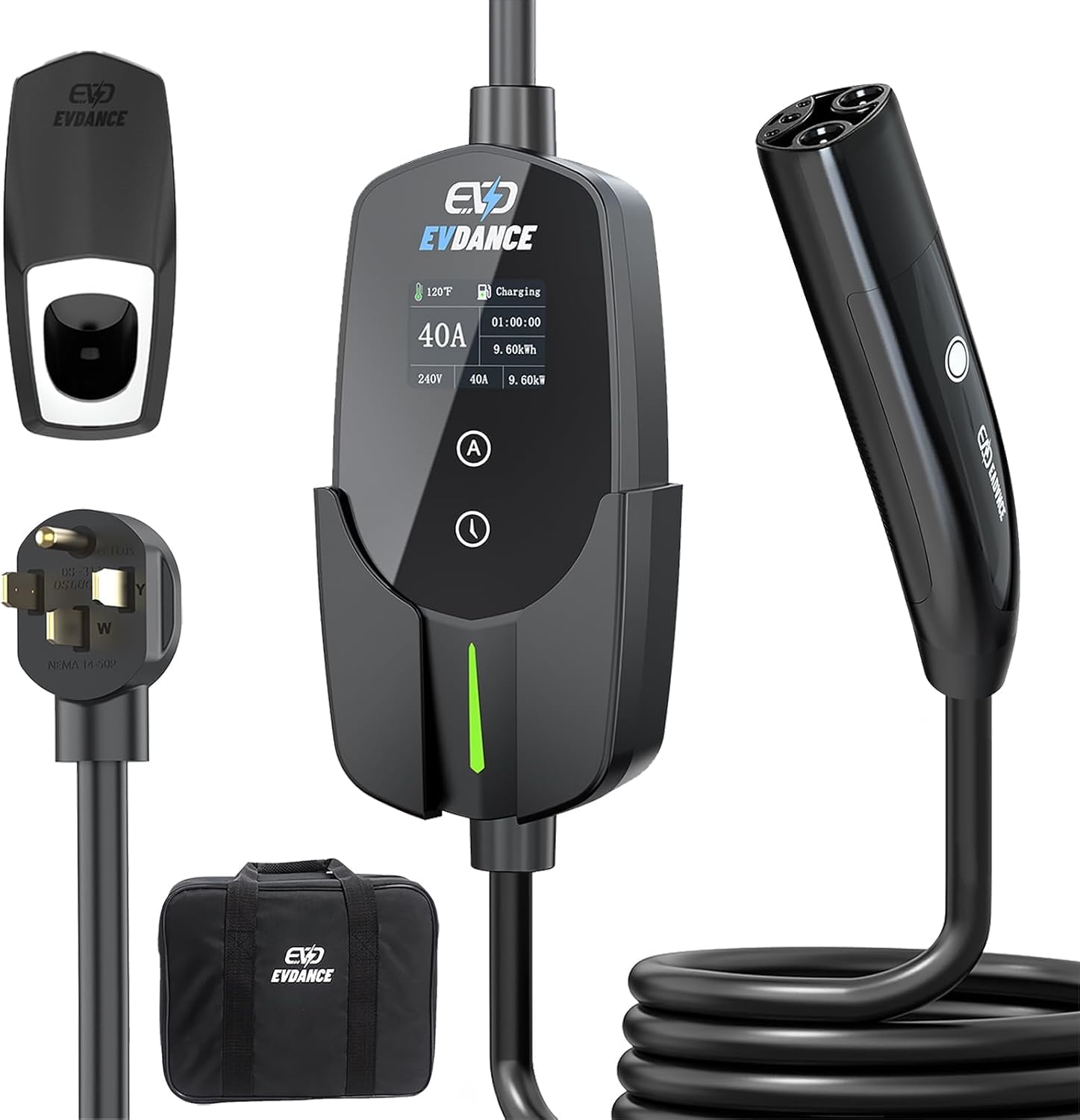 EVDANCE Level 2 EV Charger 40A 9.6kW NACS with 7.6m Cable