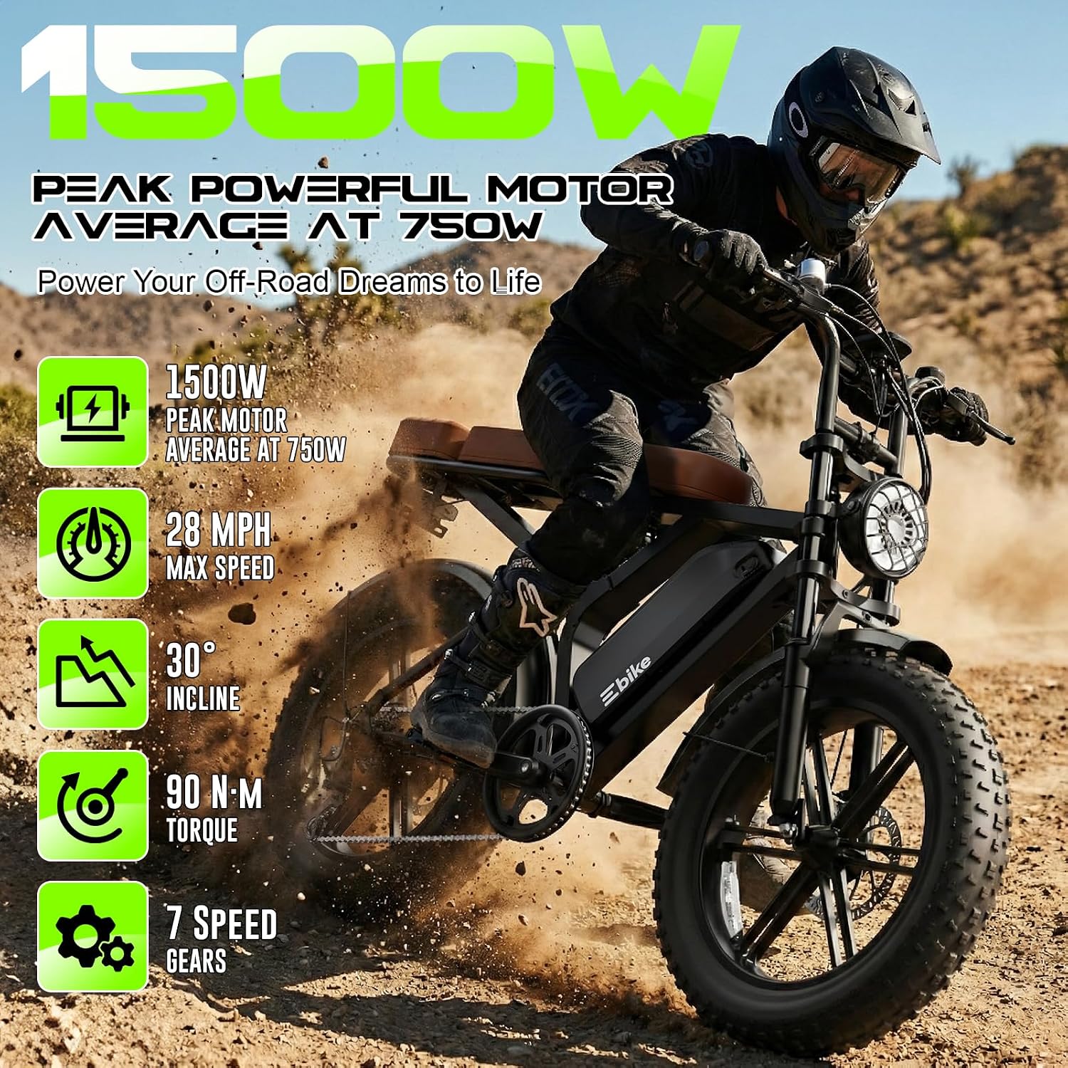 TS TST GRP X6 Electric Bike 1500W Peak 48V 15Ah 65-Mile Range 20" Fat Tire Dual Suspension